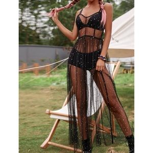 Boho Star Print Mesh Cover Up